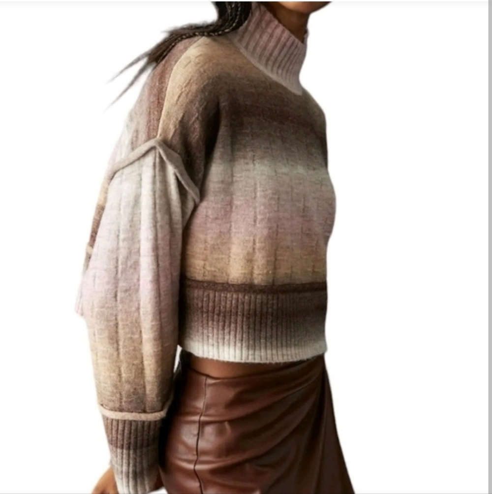 NWT Anthropologie Pilcro Ombre Cropped Mock Neck Sweater